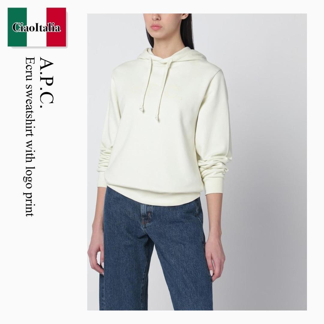 【分量制限事項・店卸し資産区分け・早め者白星！】 A.P.C. / A.P.C. Ecru Sweatshirt With Logo Print / COHMC M27908 / COHMC M27908 INDIGO / COHMCM27908INDIGO / スウェット・トレーナー