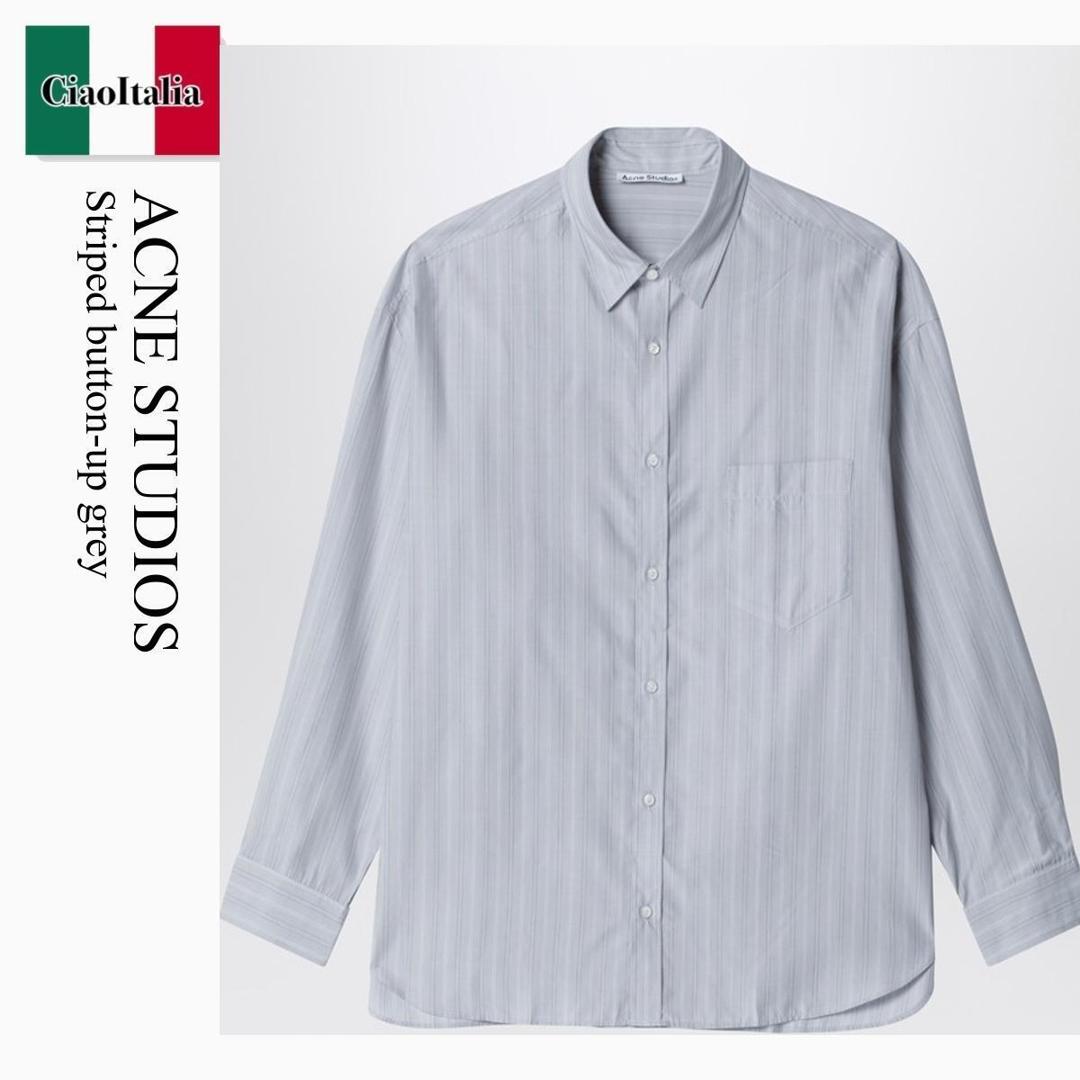 【分量制限事項・店卸し資産区分け・早め者白星！】 アクネストゥディオス / Acne Studios Striped Button-Up Grey / BB0698 / BB0698 AM4 / BB0698AM4 / プルオーバー