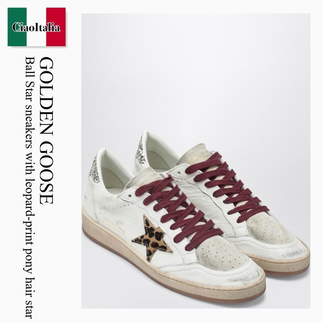 【数量限定・在庫限り・早い者勝ち！】 ゴールデングース / Golden Goose Ball Star Sneakers With Leopard-Print Pony Hair / GWF00117 F008068 / GWF00117 F008068 12382 / GWF00117F00806812382 / スニーカー
