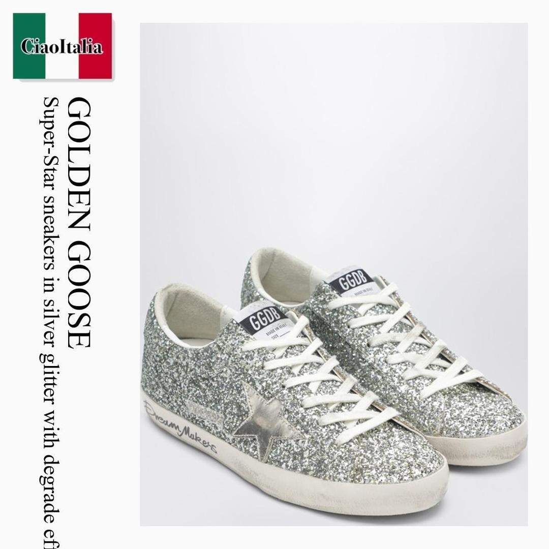 【分量制限事項・棚卸し資産極限点・早め者白星！】 ゴールデングース / Golden Goose Super-Star Sneakers In Silver Glitter / GWF00101 F008056 / GWF00101 F008056 65224 / GWF00101F00805665224 / スニーカー