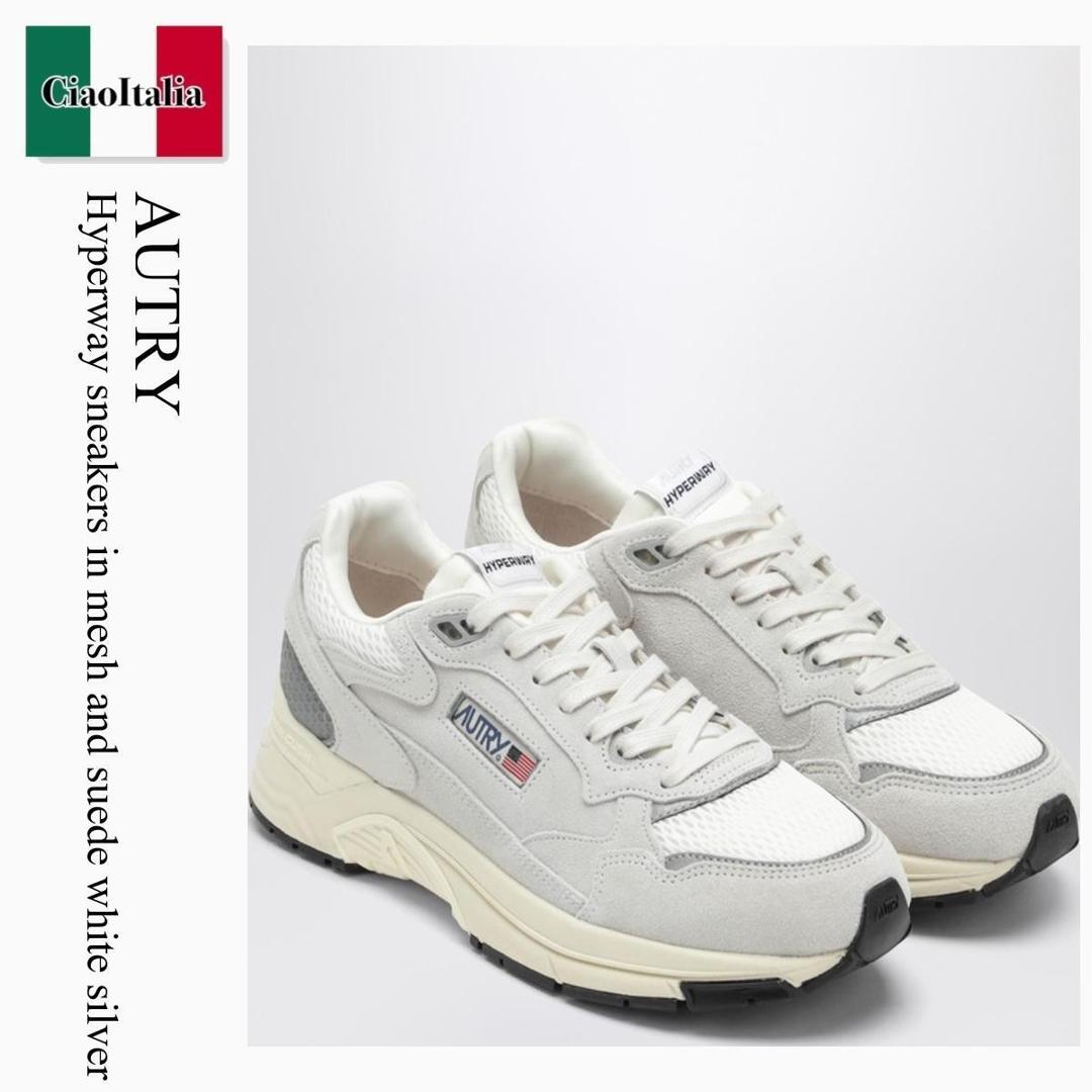 【分量制限事項・店卸し資産区分け・早め者白星！】 オートリー / Autry Hyperway Sneakers In Mesh And Suede White Silver / HYLMUM18 / HYLMUM18 UM18 / HYLMUM18UM18 / スニーカー