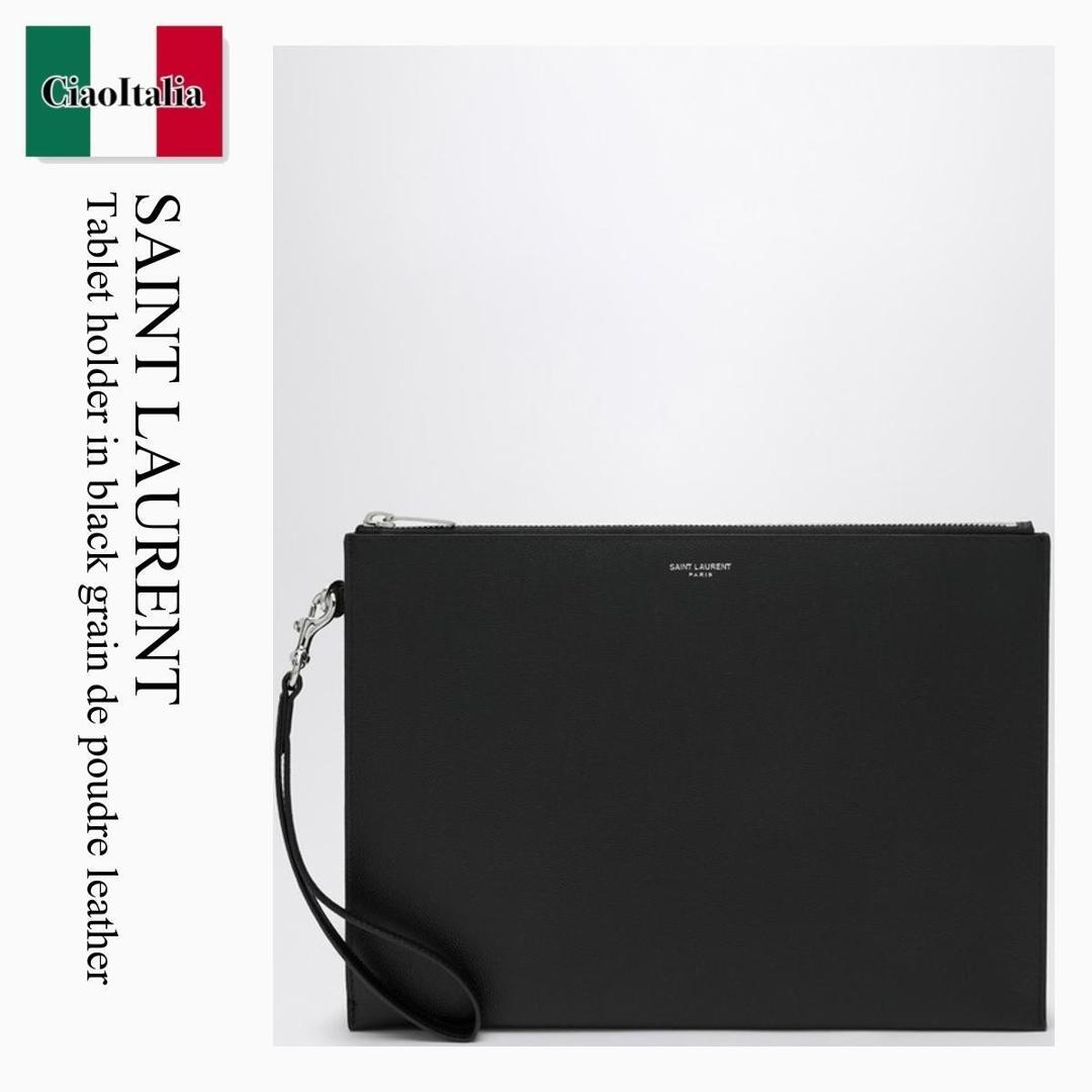 【寸法押さえる・店卸し資産境界線・早め者制覇！】 サンローラン / かばん / 袋 / Saint Laurent Tablet Holder In Black Grain De Poudre Leather / 683865 BTY0N / 683865 BTY0N 1000 / 683865BTY0N1000 / クラッチペダル御徒面子