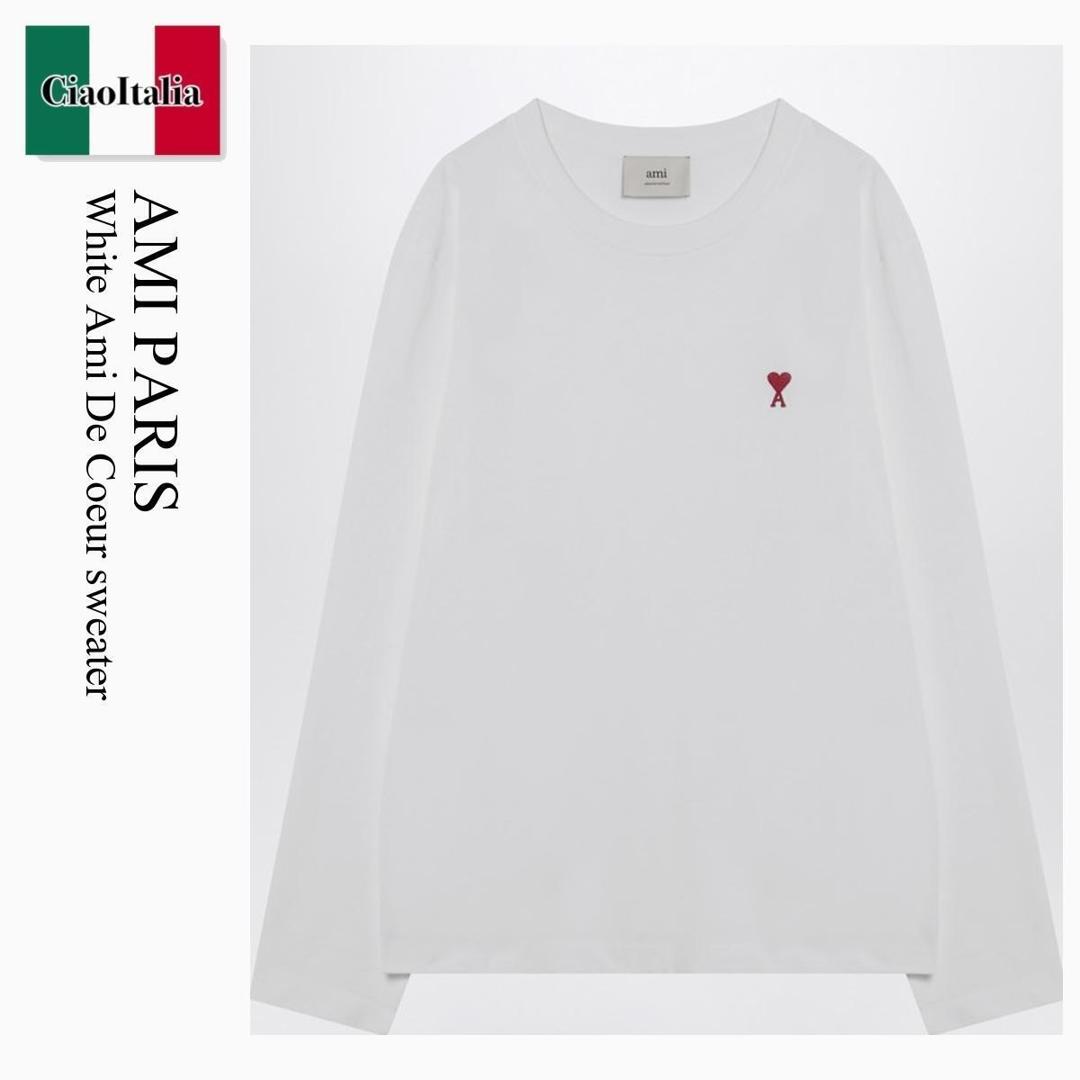 【数量限定・在庫限り・早い者勝ち！】 アミアレクサンドルマテュッシ / Ami Paris White Ami De Coeur Sweater / BFUTS235U724 / BFUTS235U724 100 / BFUTS235U724100 / Tシャツ・カットソー