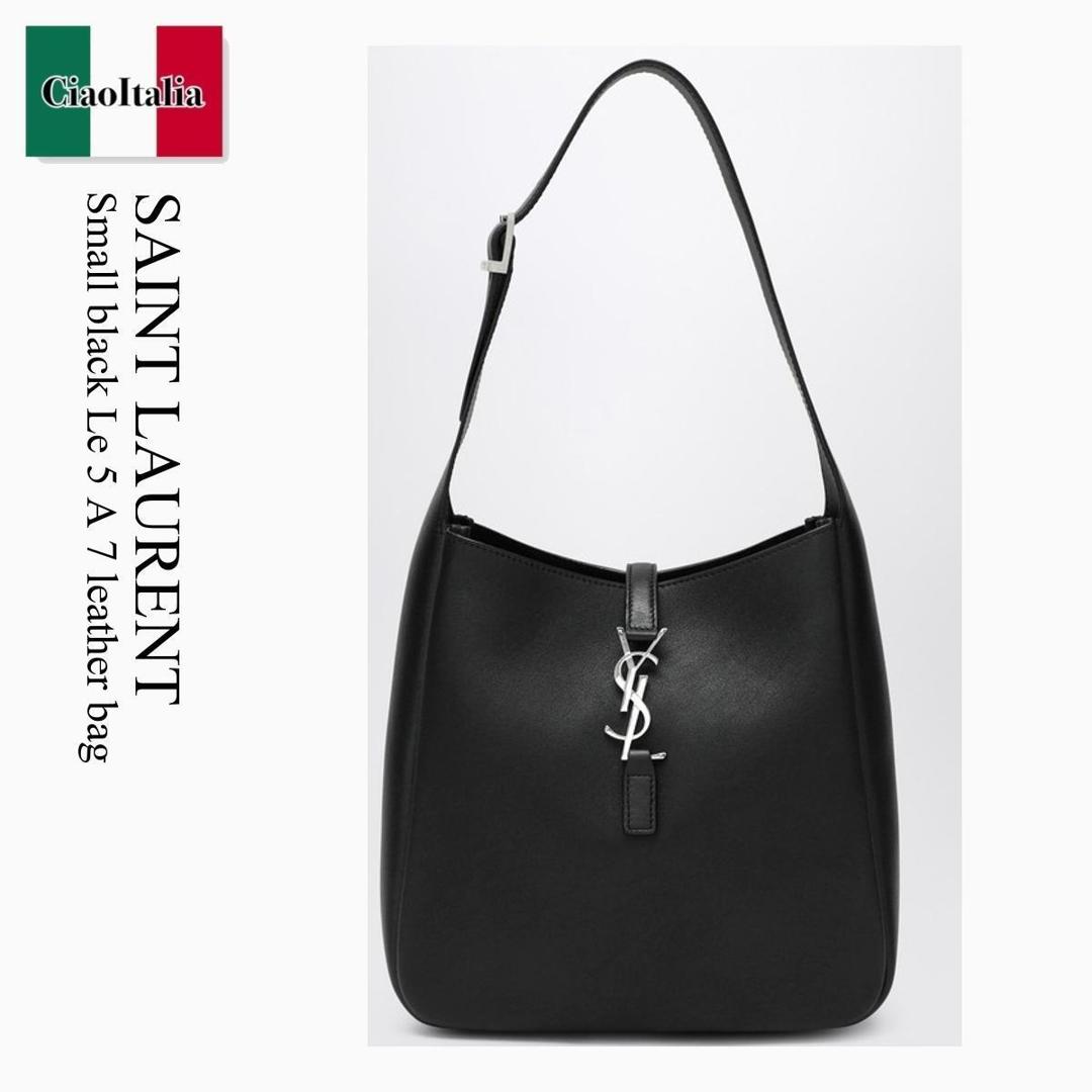 【量目制限事項・店卸し資産区分線・早め者戦勝！】 サンローラン / かばん / 鞄 / Saint Laurent Small Black Le 5 A 7 Leather Bag / 713938 AACQG / 713938 AACQG 1000 / 713938AACQG1000 / ショルダーバッグ・ポシェット ショルダーバッグ・メッセンジャーバッグ-バッグ