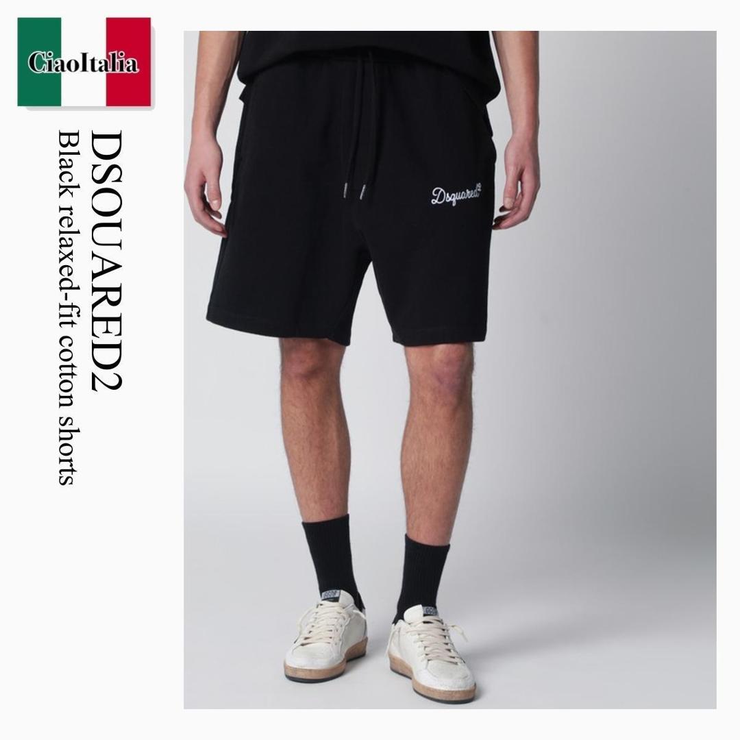 【数量限定・在庫限り・早い者勝ち！】 ディースクエアード / Dsquared2 Black Relaxed-Fit Cotton Shorts / S74MU0969 D25029 / S74MU0969 D25029 900 / S74MU0969D25029900 / ハーフ・ショートパンツ
