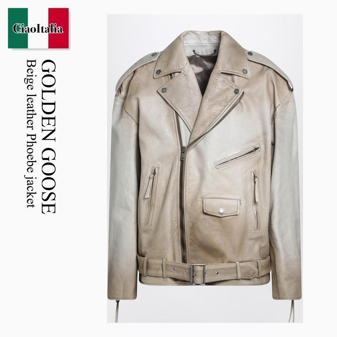 【分量制限事項・店卸し資産区分け・早め者白星！】 ゴールデングース / Golden Goose Beige Leather Phoebe Jacket / GUP02535 P002304 / GUP02535 P002304 15155 / GUP02535P00230415155 / 上衣
