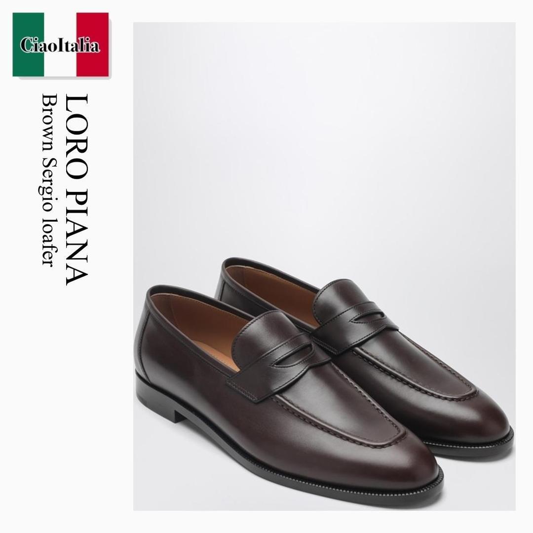 【寸法押さえる・店卸し資産境界線・早め者制覇！】 ロロ・ピアーナ / Loro Piana Brown Sergio Loafer / FAP5428 / FAP5428 H15Z / FAP5428H15Z / 置き目毛革・オックスフォード