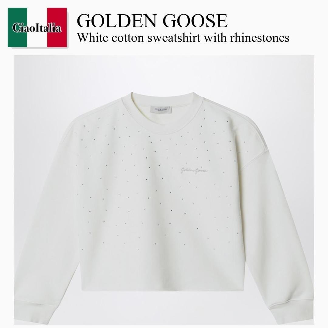 【数量限定・在庫限り・早い者勝ち！】 ゴールデングース / Golden Goose White Cotton Sweatshirt With Rhinestones / GKP02629 P002435 / GKP02629 P002435 11560 / GKP02629P00243511560 / キッズ用トップス