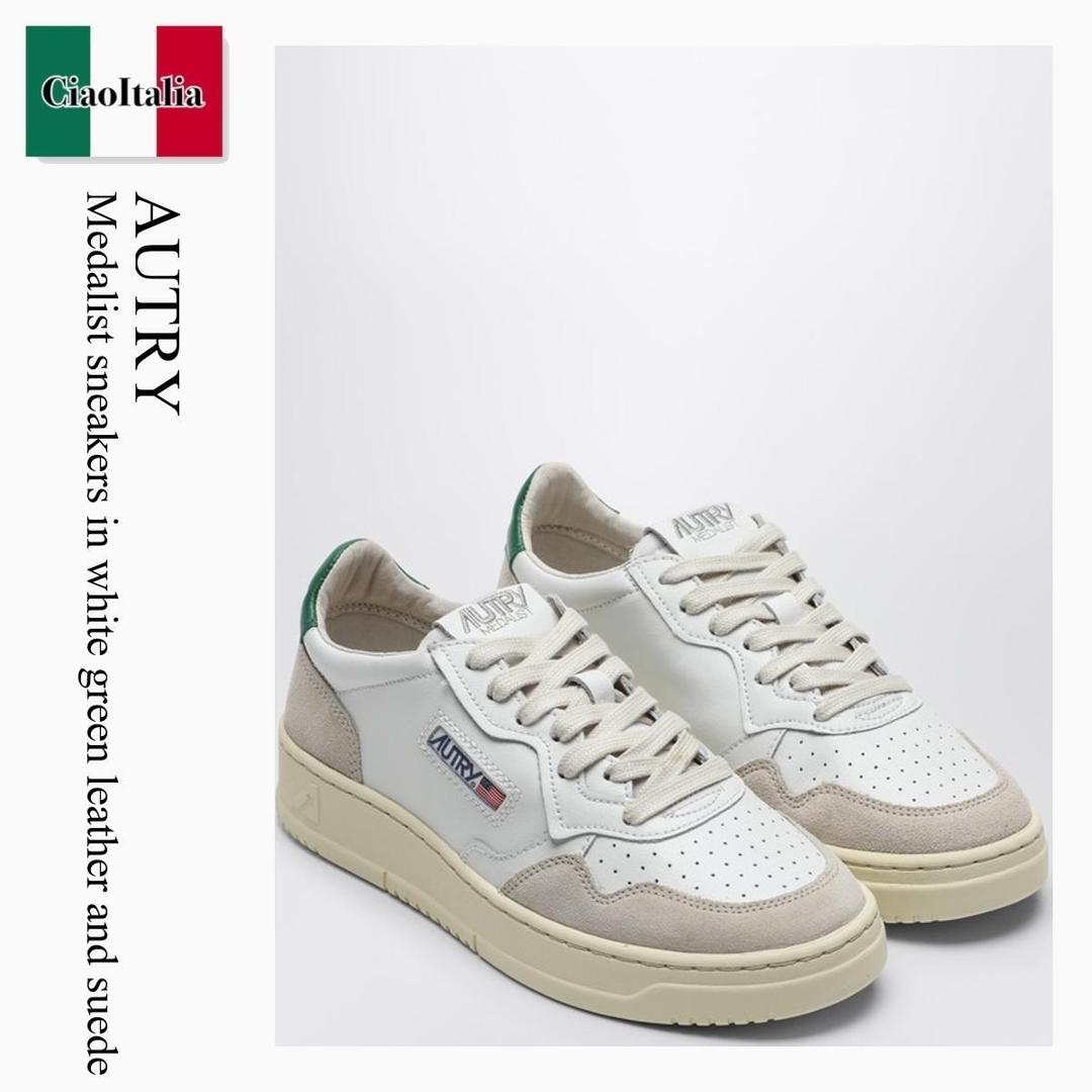 【数量限定・在庫限り・早い者勝ち！】 オートリー / Autry Medalist Sneakers In White Green Leather And Suede / AULMLS23 / AULMLS23 LS23 / AULMLS23LS23 / スニーカー