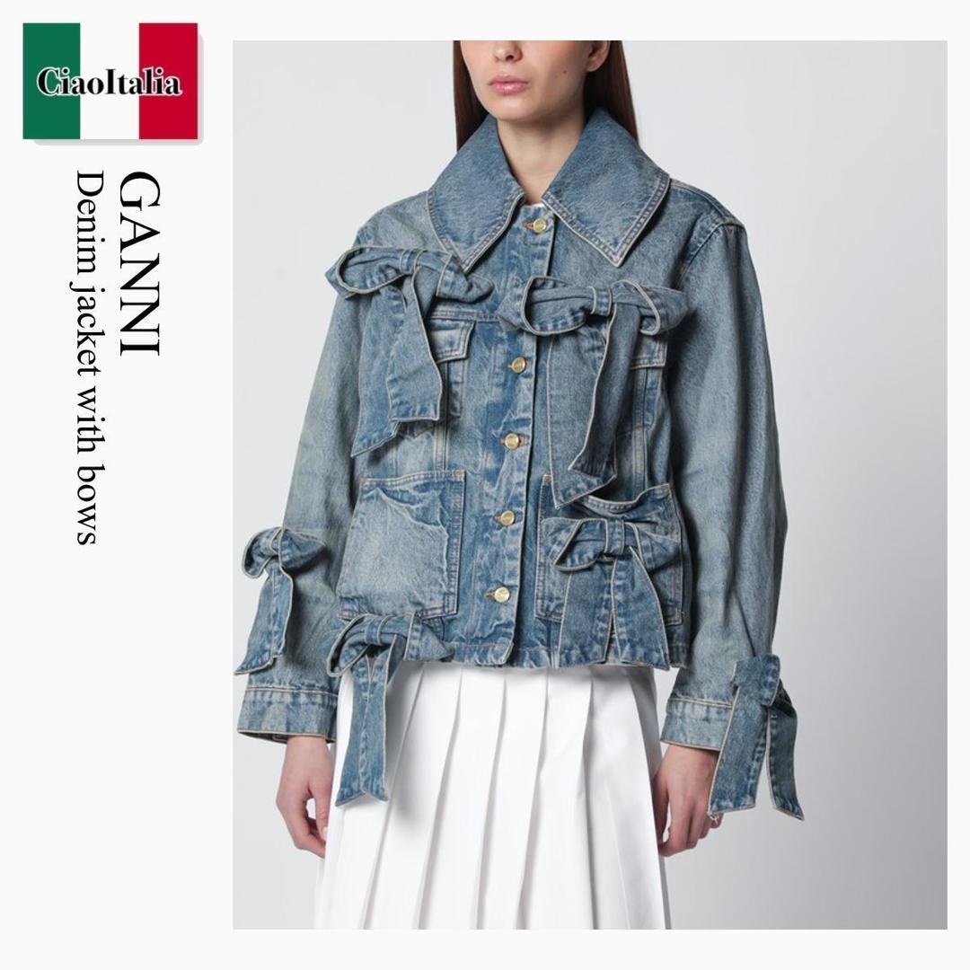 【数量限定・在庫限り・早い者勝ち！】 ガニー / Ganni Denim Jacket With Bows / A1010 / A1010 567 / A1010567 / ブルゾン