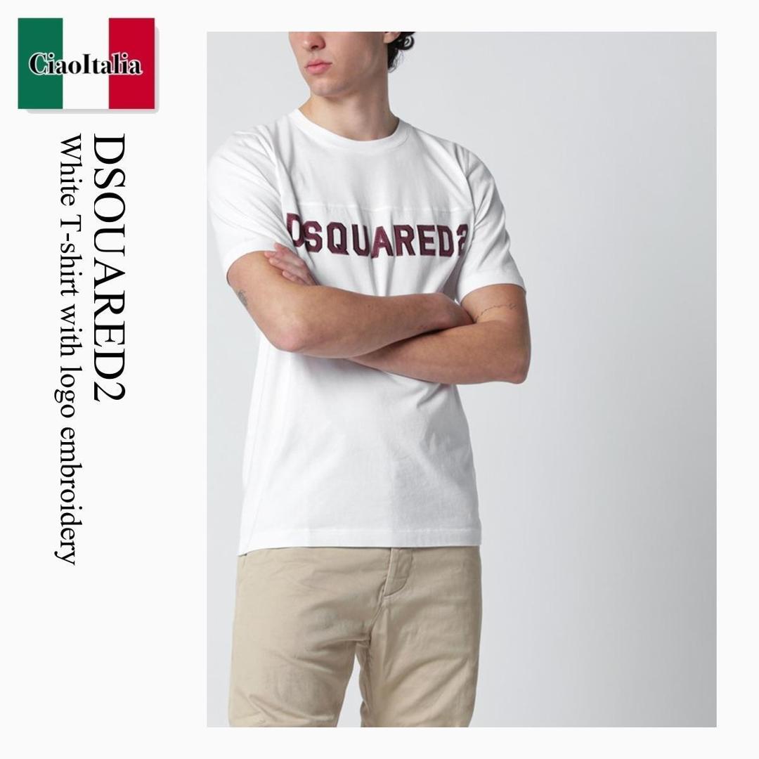 【数量限定・在庫限り・早い者勝ち!】 ディースクエアード / Dsquared2 White T-Shirt With Logo Embroidery / S74GD1527 D20108 / S74GD1527 D20108 100 / S74GD1527D20108100 / Tシャツ・カットソー|Ciao Italia