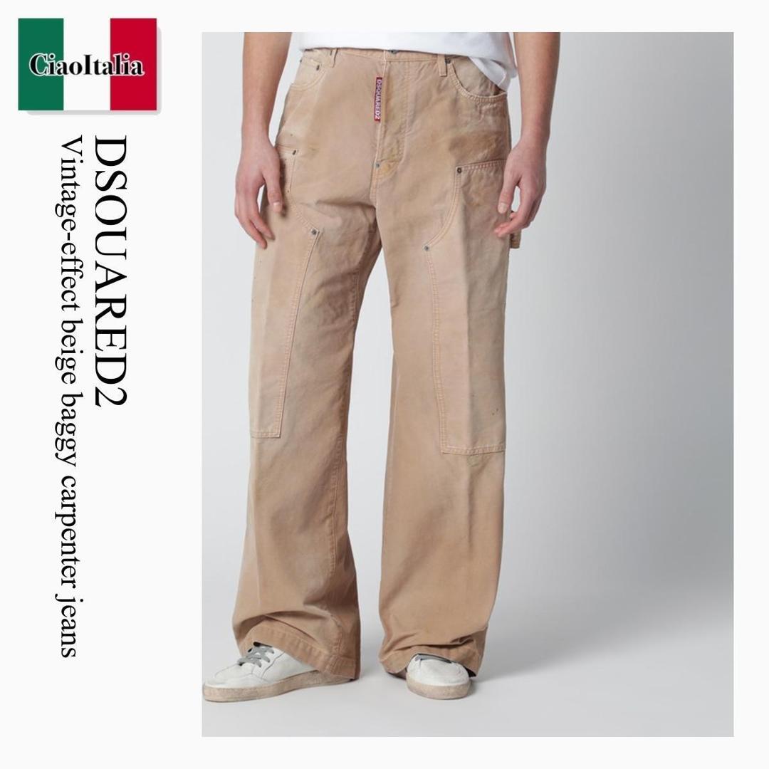 【数量限定・在庫限り・早い者勝ち！】 ディースクエアード / Dsquared2 Vintage-Effect Beige Baggy Carpenter Jeans / S74LB1923 D35106 / S74LB1923 D35106 961 / S74LB1923D35106961 / デニム・ジーパン