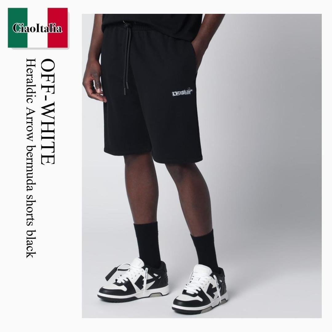 【数量限定・在庫限り・早い者勝ち！】 オフホワイト / Off-White Heraldic Arrow Bermuda Shorts Black / OMCI013S26FLE001 / OMCI013S26FLE001 0001 / OMCI013S26FLE0010001 / ハーフ・ショートパンツ
