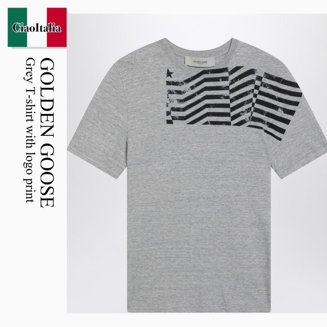 【数量限定・在庫限り・早い者勝ち!】 ゴールデングース / Golden Goose Grey T-Shirt With Logo Print / GUP01220 P002523 / GUP01220 P002523 60255 / GUP01220P00252360255 / Tシャツ・カットソー