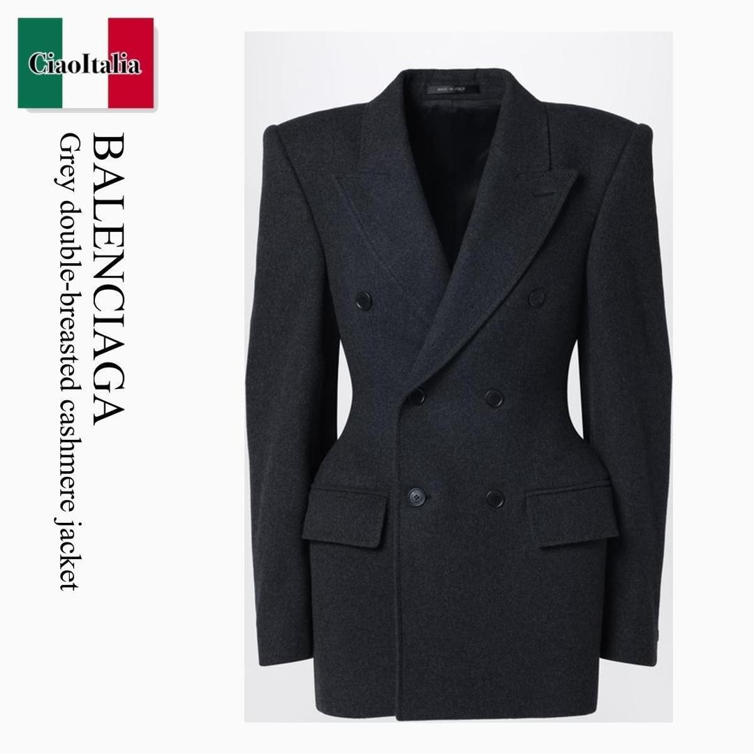 【量目押さえる・店卸し資産極限点・早め者制勝！】 バレンシアガ / Balenciaga Grey Double-Breasted Cashmere Jacket / 794461 TTU19 / 794461 TTU19 8519 / 794461TTU198519 / 上衣