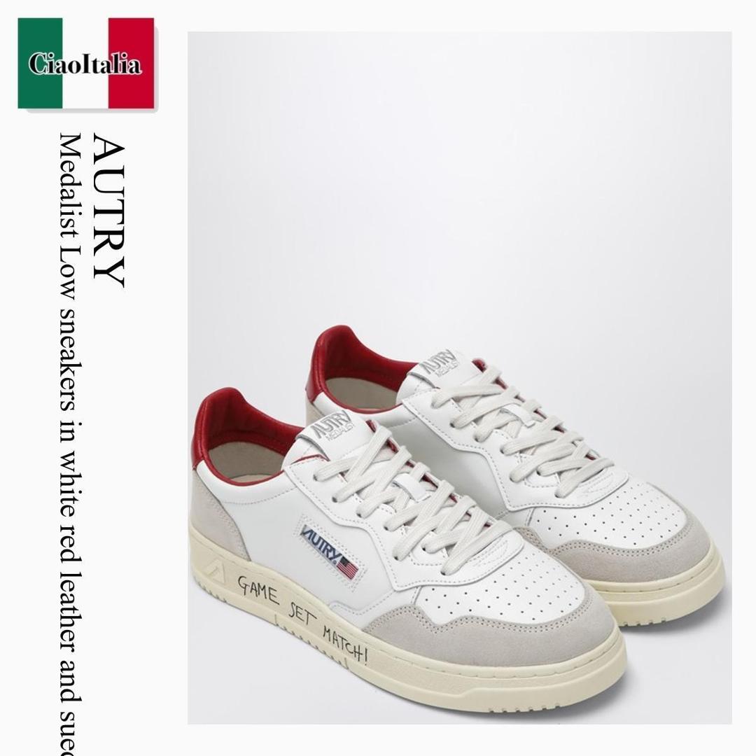 【寸法押さえる・店卸し資産境界線・早め者制覇！】 オートリー / Autry Medalist Low Sneakers In White Red Leather And Suede / AULMMA10 / AULMMA10 MA10 / AULMMA10MA10 / スニーカー