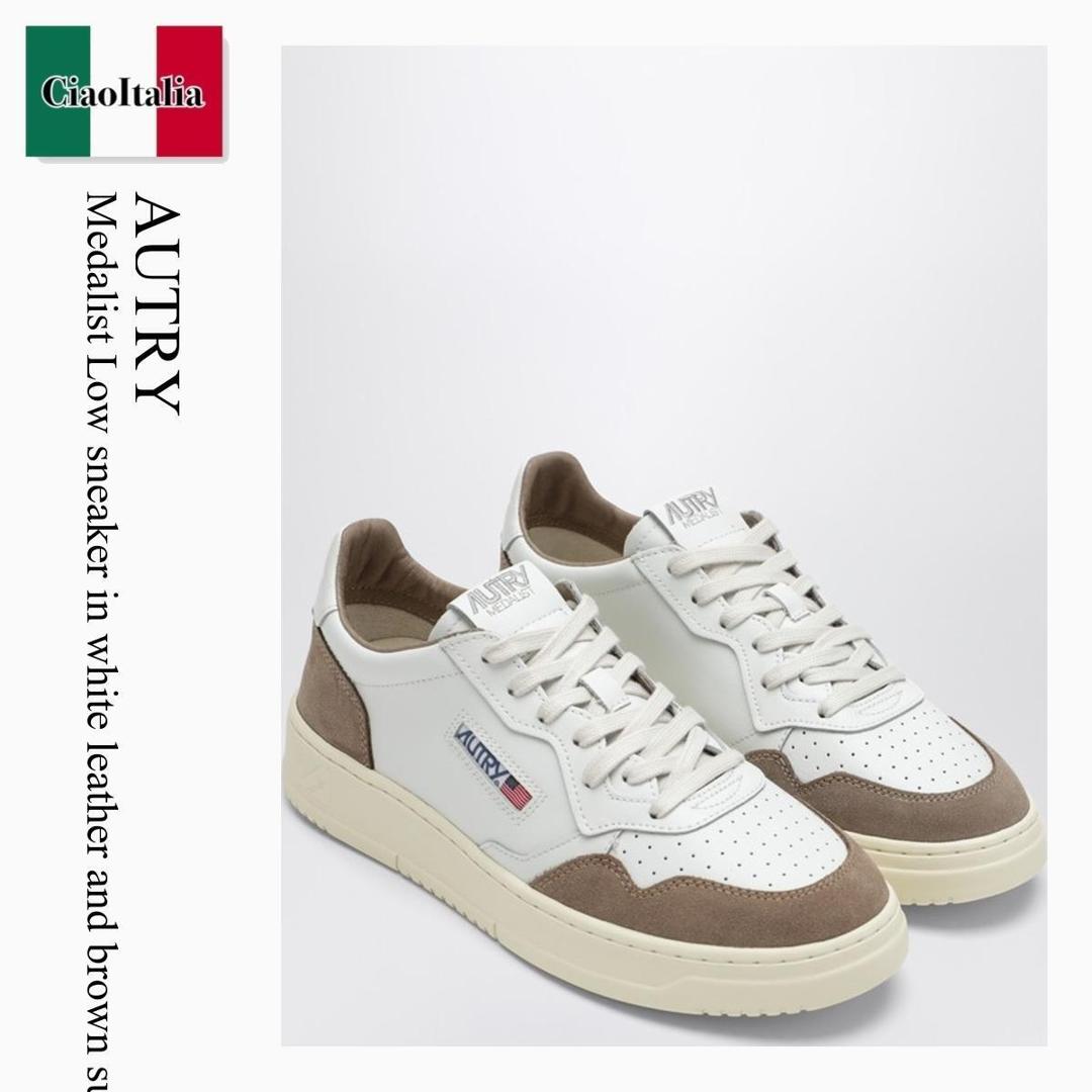 【寸法押さえる・店卸し資産境界線・早め者制覇！】 オートリー / Autry Medalist Low Sneaker In White Leather And Brown Suede / AULMFT02 / AULMFT02 FT02 / AULMFT02FT02 / スニーカー