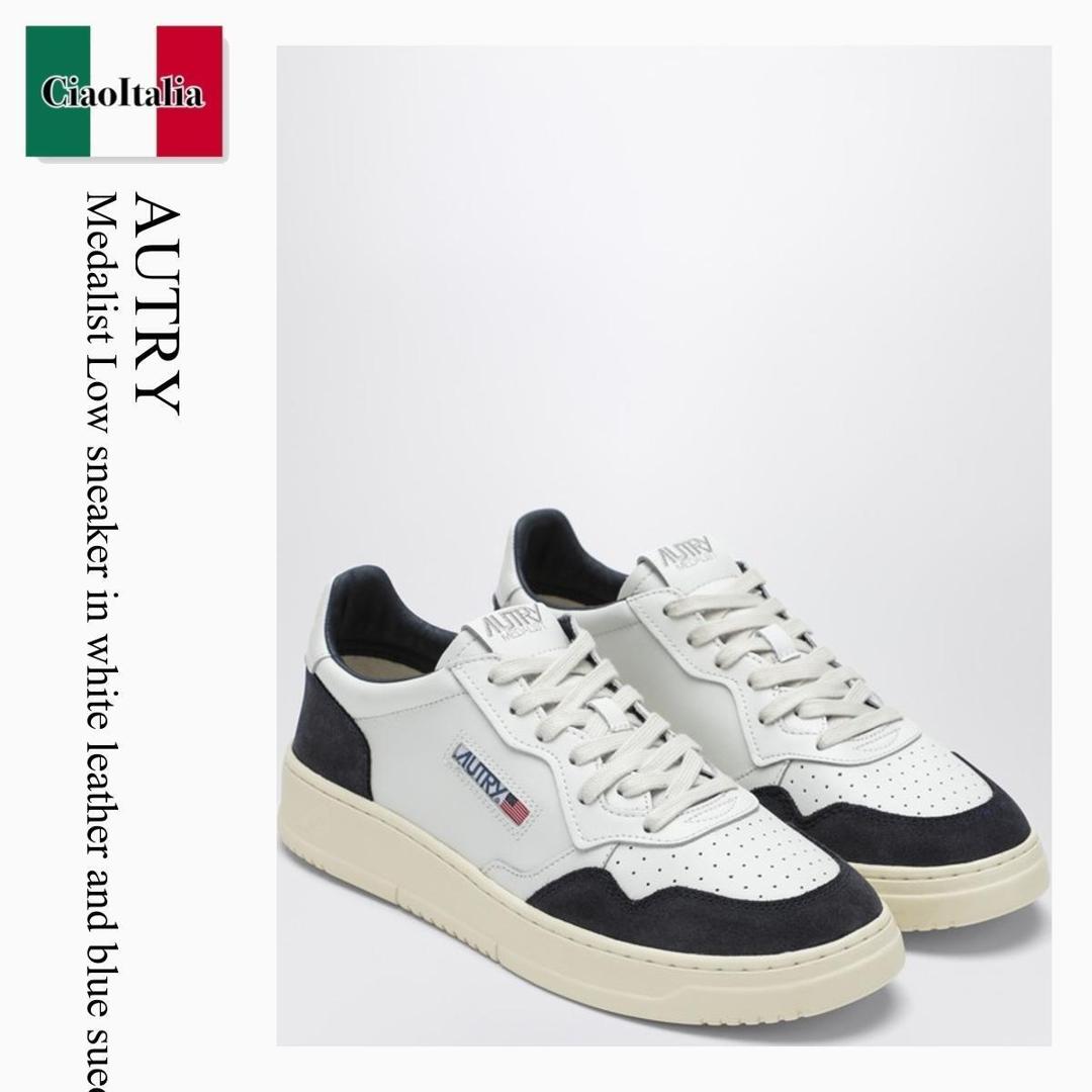【数量限定・在庫限り・早い者勝ち!】 オートリー / Autry Medalist Low Sneaker In White Leather And Blue Suede / AULMFT07 / AULMFT07 FT07 / AULMFT07FT07 / スニーカー