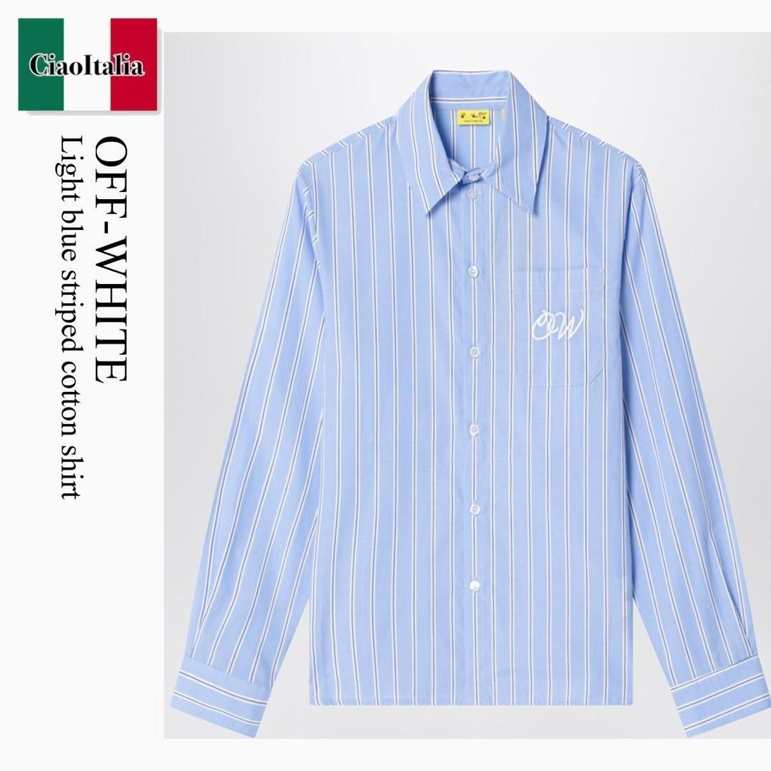 【数量限定・在庫限り・早い者勝ち！】 オフホワイト / Off-White Light Blue Striped Cotton Shirt / OBGA00AS26FAB002 / OBGA00AS26FAB002 4030 / OBGA00AS26FAB0024030 / キッズ用トップス