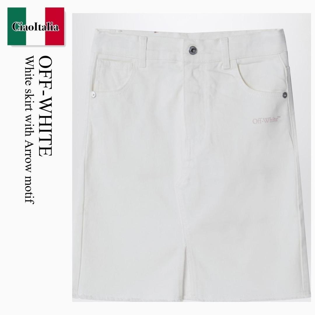 【数量限定・在庫限り・早い者勝ち！】 オフホワイト / Off-White White Skirt With Arrow Motif / OGYF00AS26DEN001 / OGYF00AS26DEN001 1000 / OGYF00AS26DEN0011000 / キッズ用ボトムス
