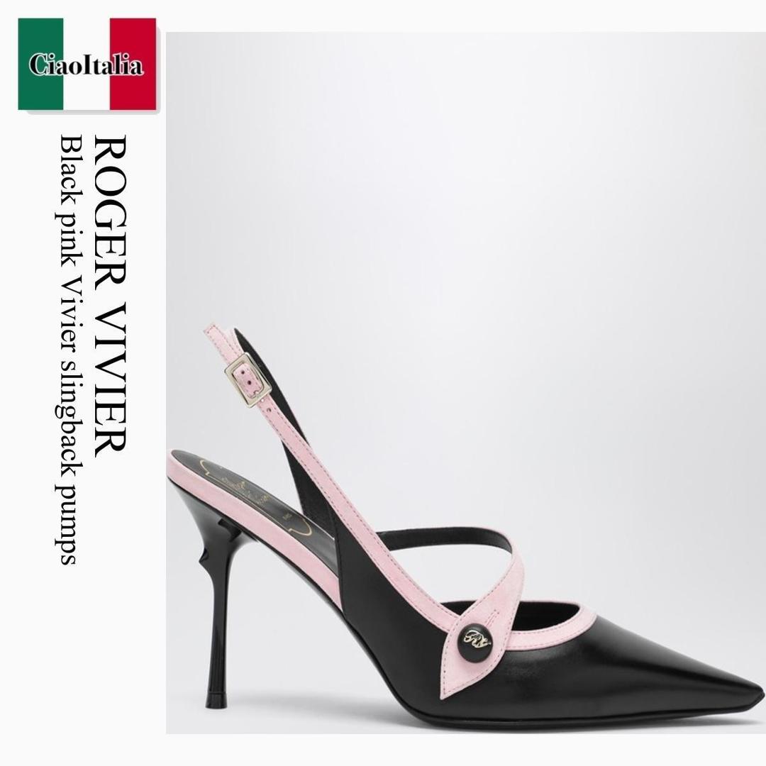 【寸法押さえる・店卸し資産境界線・早め者制覇！】 ロジェ・ヴィヴィエ / Roger Vivier Black Pink Vivier Slingback Pumps / RVW80744450JPE / RVW80744450JPE 1AA6 / RVW80744450JPE1AA6 / サンダル・ミュール