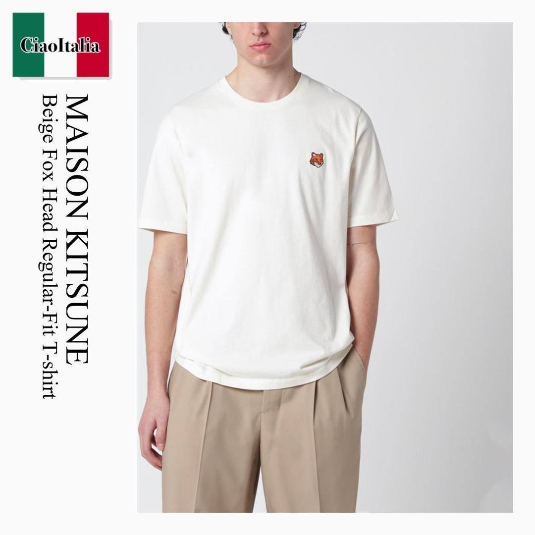 【数量限定・在庫限り・早い者勝ち！】 メゾン キツネ / Maison Kitsune Beige Fox Head Regular-Fit T-Shirt / PM00107KJ7026 / PM00107KJ7026 0063 / PM00107KJ70260063 / Tシャツ・カットソー