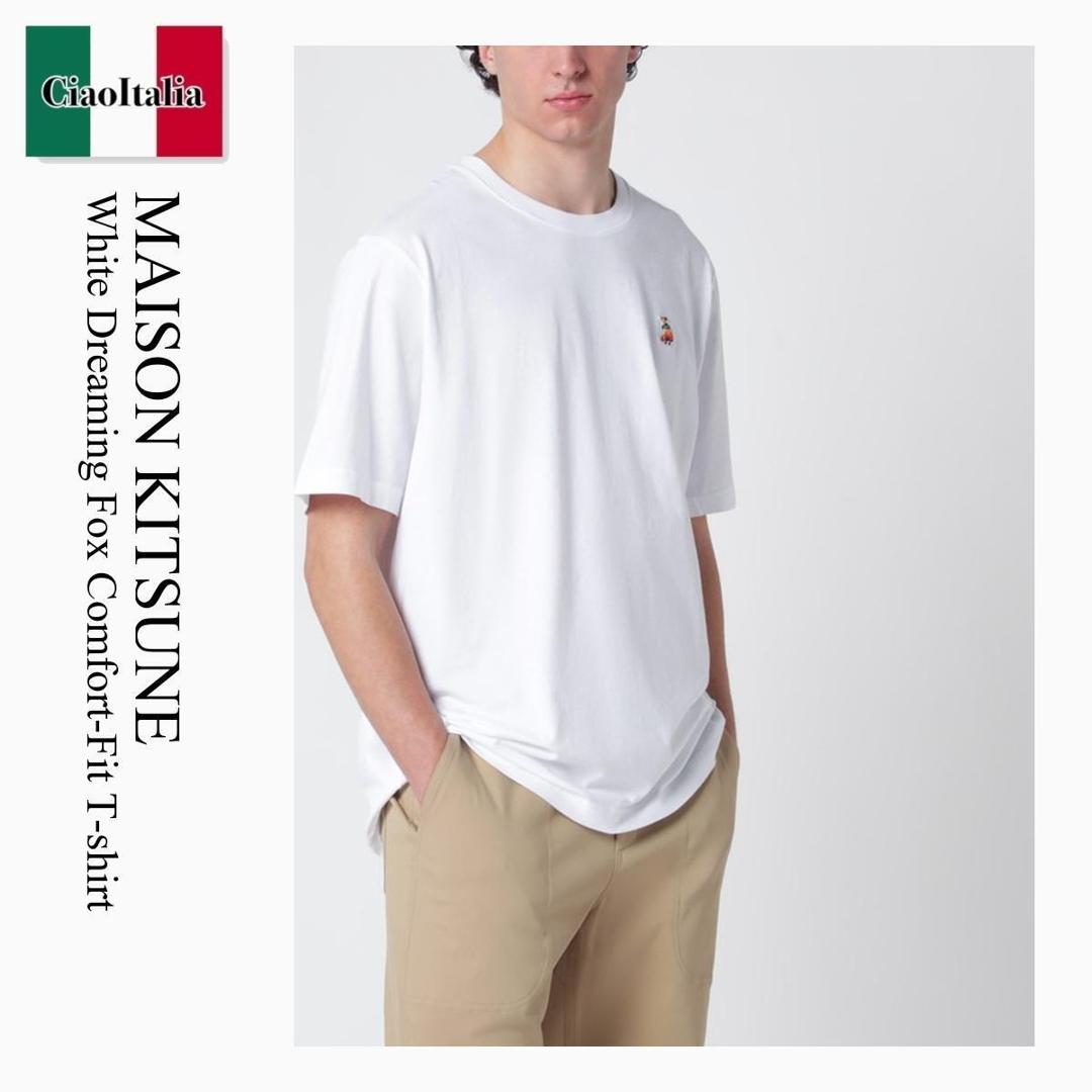 【数量限定・在庫限り・早い者勝ち！】 メゾン キツネ / Maison Kitsune White Dreaming Fox Comfort-Fit T-Shirt / QM00102KJ7026 / QM00102KJ7026 P100 / QM00102KJ7026P100 / Tシャツ・カットソー