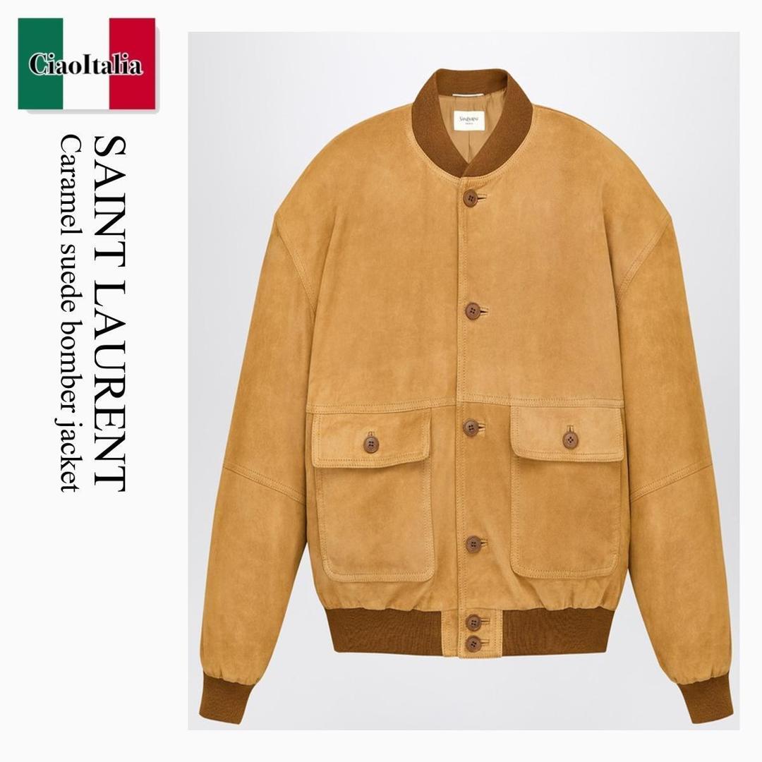 【寸法押さえる・店卸し資産境界線・早め者戦勝！】 サンローラン / Saint Laurent Caramel Suede Bomber Jacket / 855113 YCUN2 / 855113 YCUN2 2510 / 855113YCUN22510 / 上衣