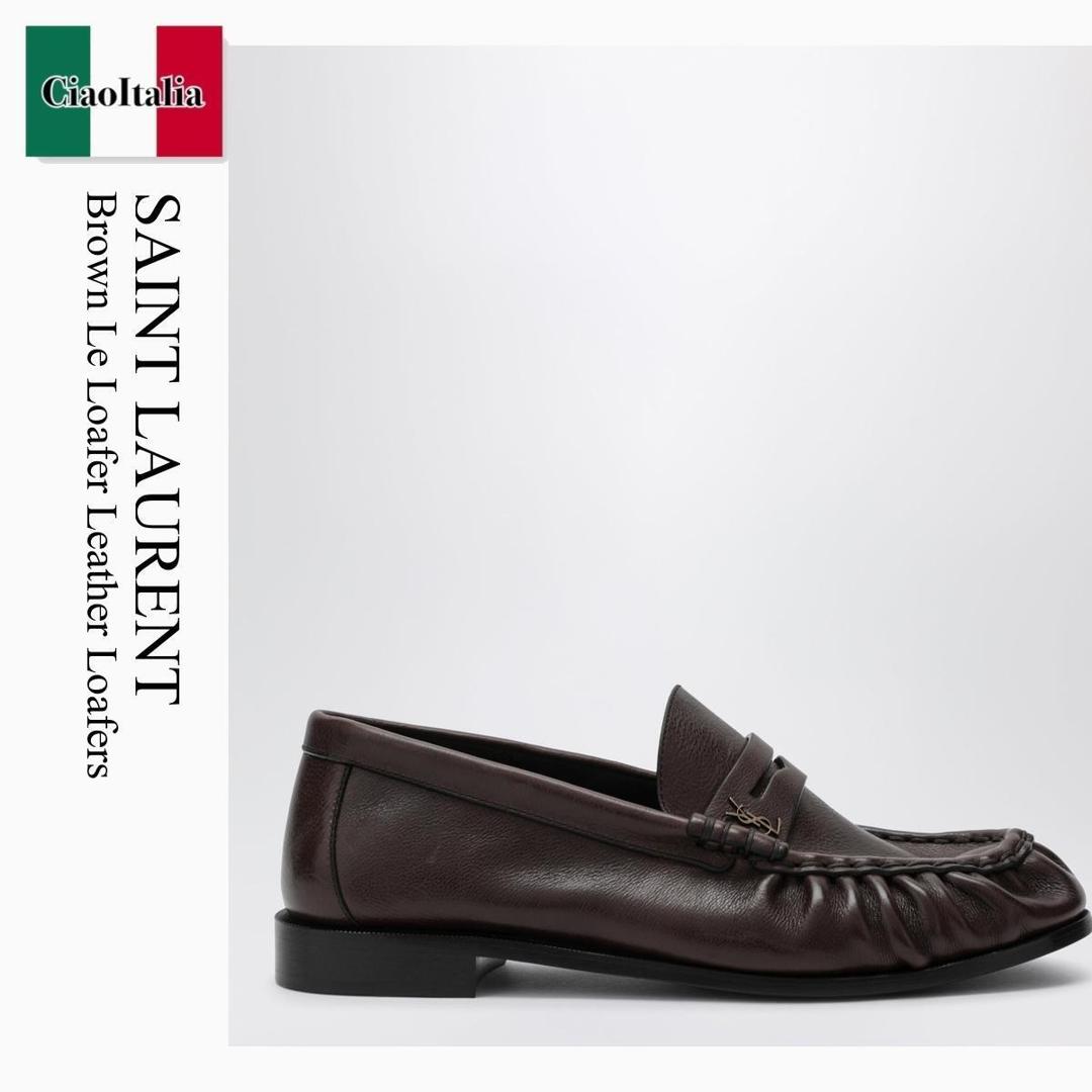 【寸法押さえる・店卸し資産境界線・早め者制覇！】 サンローラン / Saint Laurent Brown Le Loafer Leather Loafers / 839471 25VAA / 839471 25VAA 2128 / 83947125VAA2128 / 御召しものシューズ・革靴・商行為シューズ