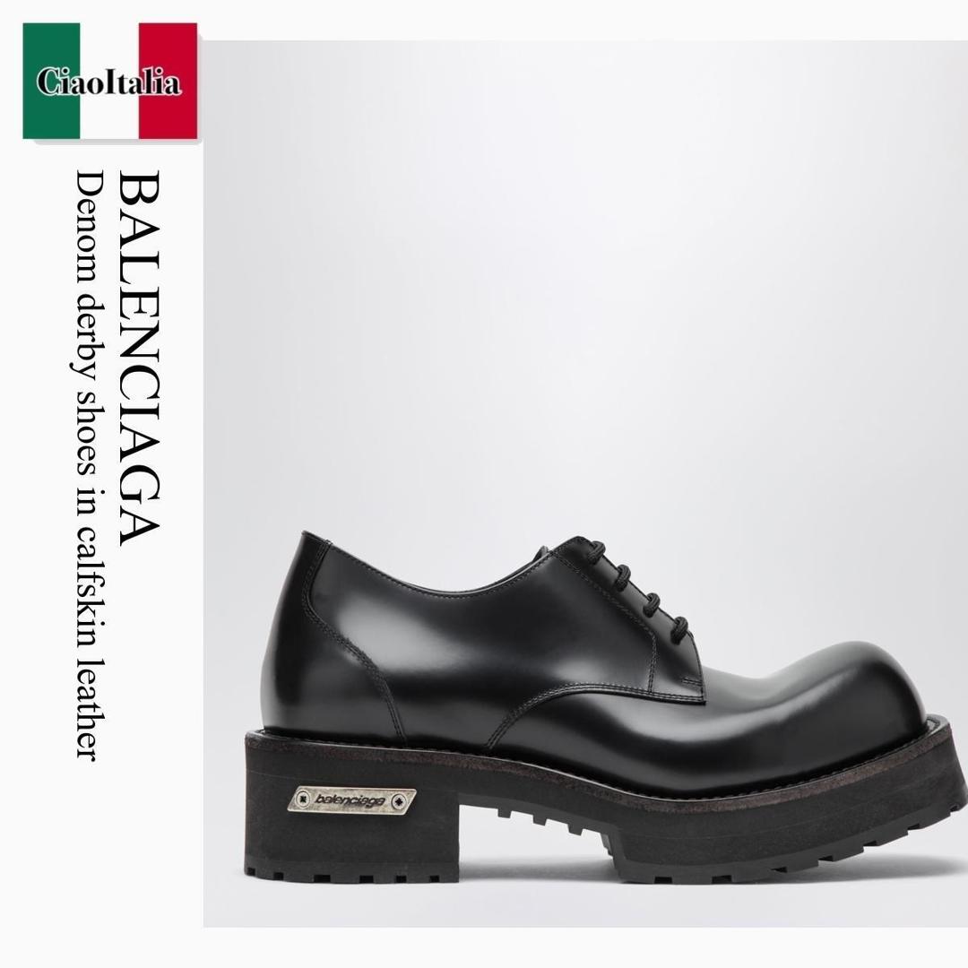 【寸法押さえる・店卸し資産境界線・早め者制覇！】 バレンシアガ / Balenciaga Denom Derby Shoes In Calfskin Leather / 850556 WCBF1 / 850556 WCBF1 1081 / 850556WCBF11081 / 御召しものシューズ・革靴・商行為シューズ
