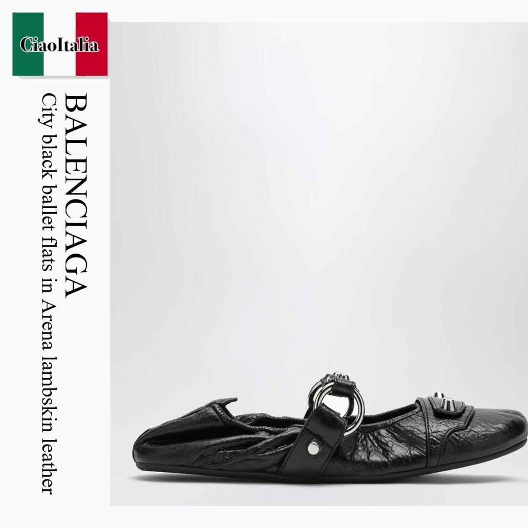 【物量制限事項・店卸し資産極限点・早め者制覇！】 バレンシアガ / Balenciaga City Black Ballet Flats In Arena Lambskin Leather / 828095 WAD4Y / 828095 WAD4Y 1080 / 828095WAD4Y1080 / バレーシューズ