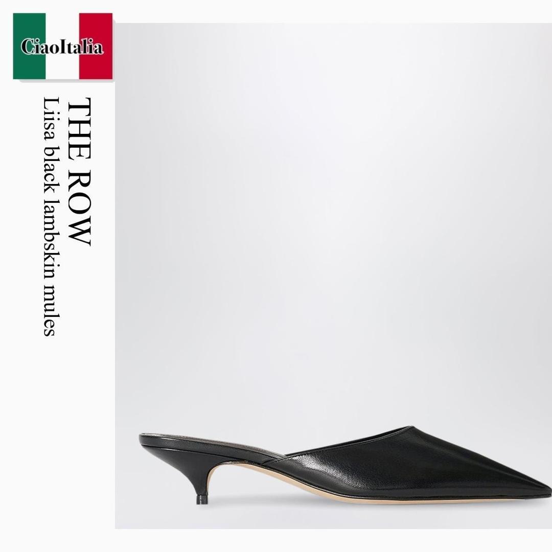【寸法押さえる・店卸し資産境界線・早め者制覇！】 ザ・ロウ / The Row Liisa Black Lambskin Mules / F1833SL1 / F1833SL1 BLK / F1833SL1BLK / サンダル・ミュール