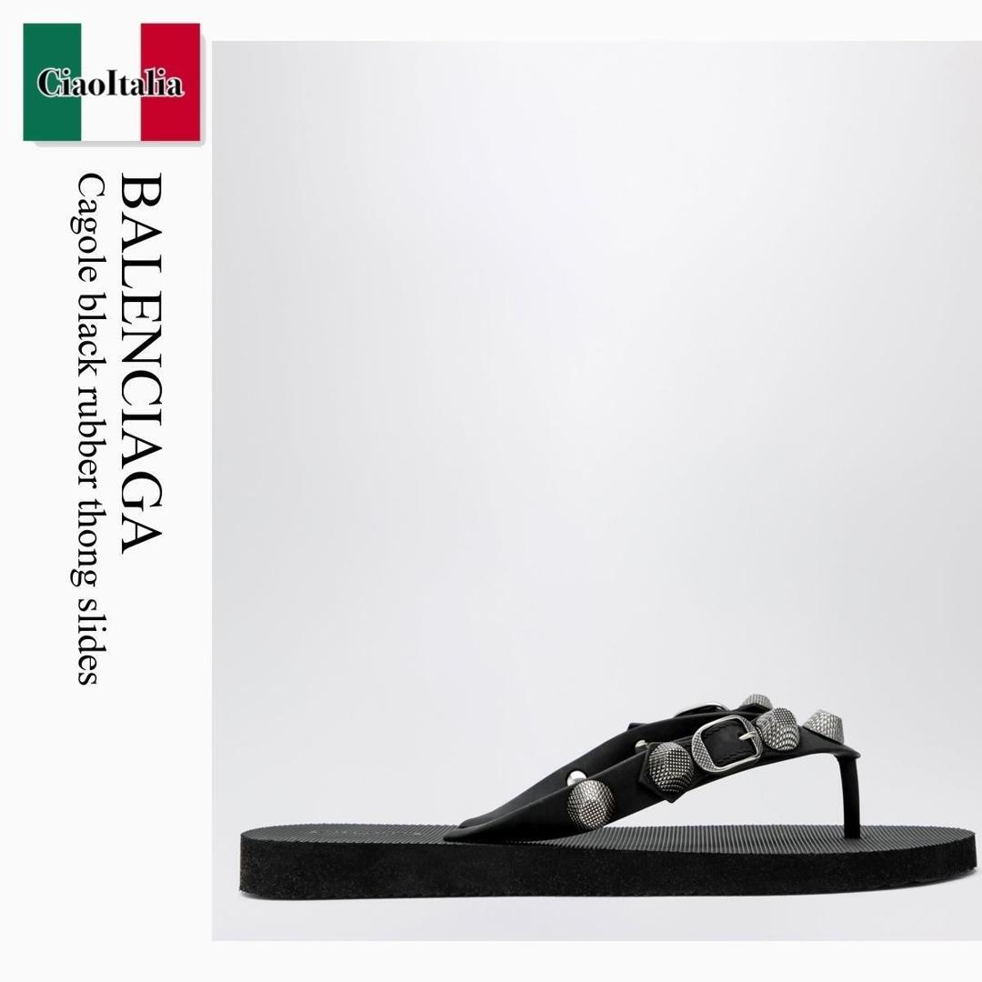 【数量限定・在庫限り・早い者勝ち！】 バレンシアガ / Balenciaga Cagole Black Rubber Thong Slides / 784853 W1TA2 / 784853 W1TA2 1081 / 784853W1TA21081 / サンダル・ミュール