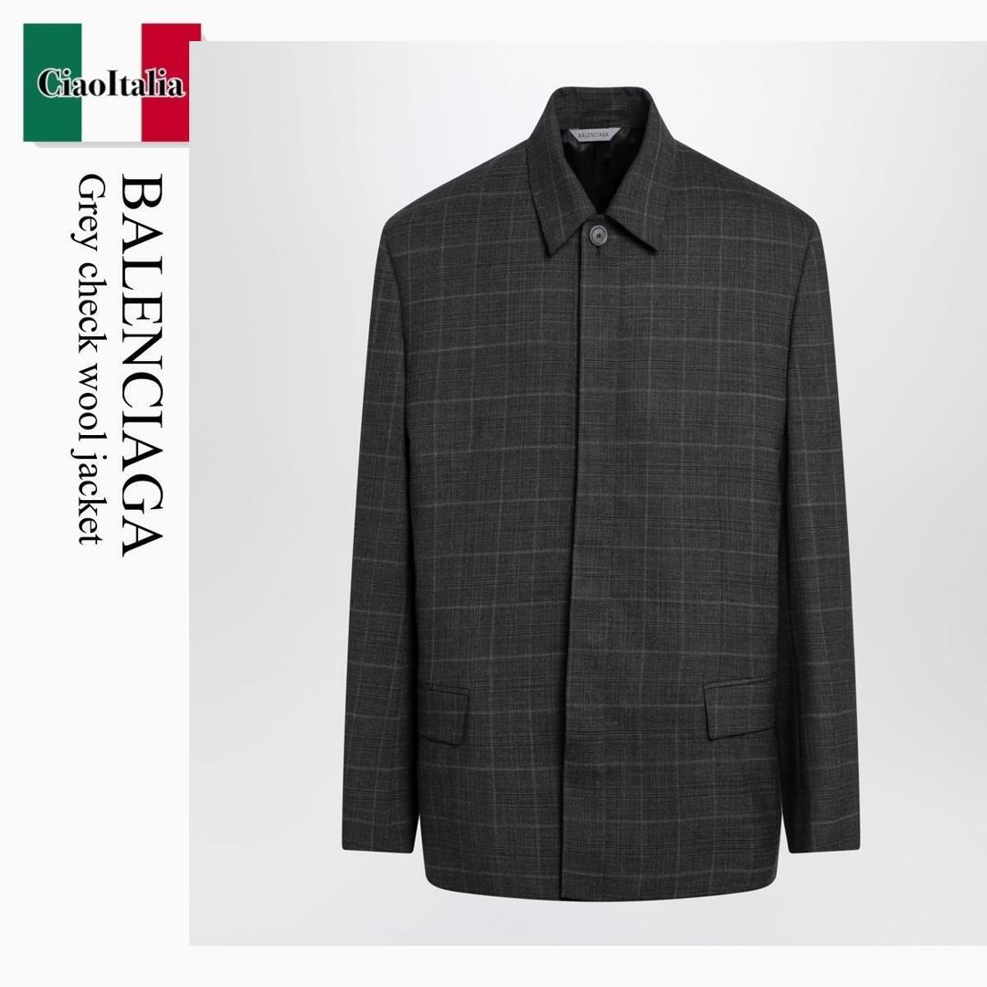 【数量限定・在庫限り・早い者勝ち!】 バレンシアガ / Balenciaga Grey Check Wool Jacket / 866521 TQT08 / 866521 TQT08 1441 / 866521TQT081441 / ジャケットその他