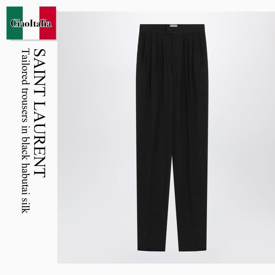 【数量限定・在庫限り・早い者勝ち！】 サンローラン / Saint Laurent Tailored Trousers In Black Habutai Silk / 856580 Y6J78 / 856580 Y6J78 1000 / 856580Y6J781000 / パンツ
