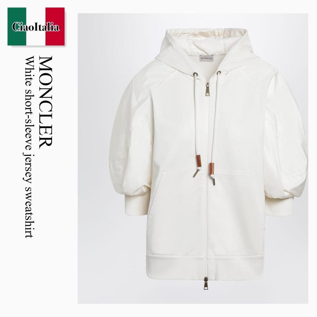 【物量制限事項・店卸し資産極限点・早め者制覇！】 モンク軌跡 / Moncler White Short-Sleeve Jersey Sweatshirt / 8G000 04A / 8G000 2389B2V 04A / 8G0002389B2V04A / パーカー・フーディ