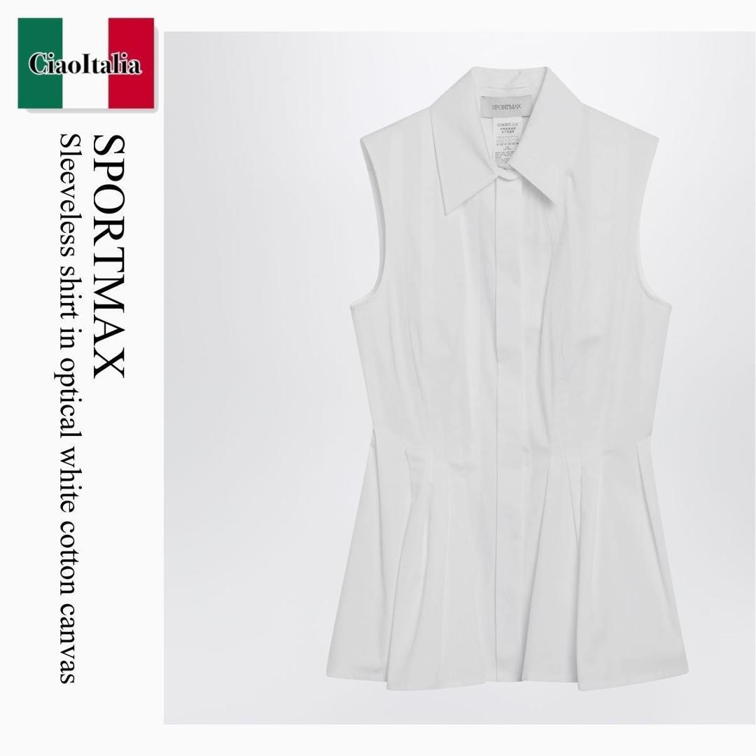 【数量限定・在庫限り・早い者勝ち！】 スポーツマックス / Sportmax Sleeveless Shirt In Optical White Cotton Canvas / SPXCERTOSA / SPXCERTOSA 001 / SPXCERTOSA001 / ブラウス・シャツ