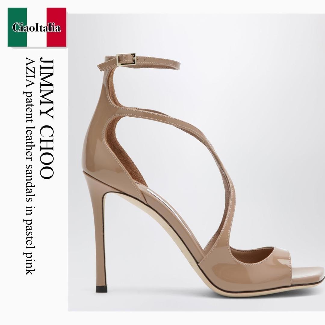 【寸法押さえる・店卸し資産境界線・早め者制覇！】 ジミーチュウ / Jimmy Choo Azia Patent Leather Sandals In Pastel Pink / AZIA95PAT / AZIA95PAT 110323 / AZIA95PAT110323 / サンダル・ミュール