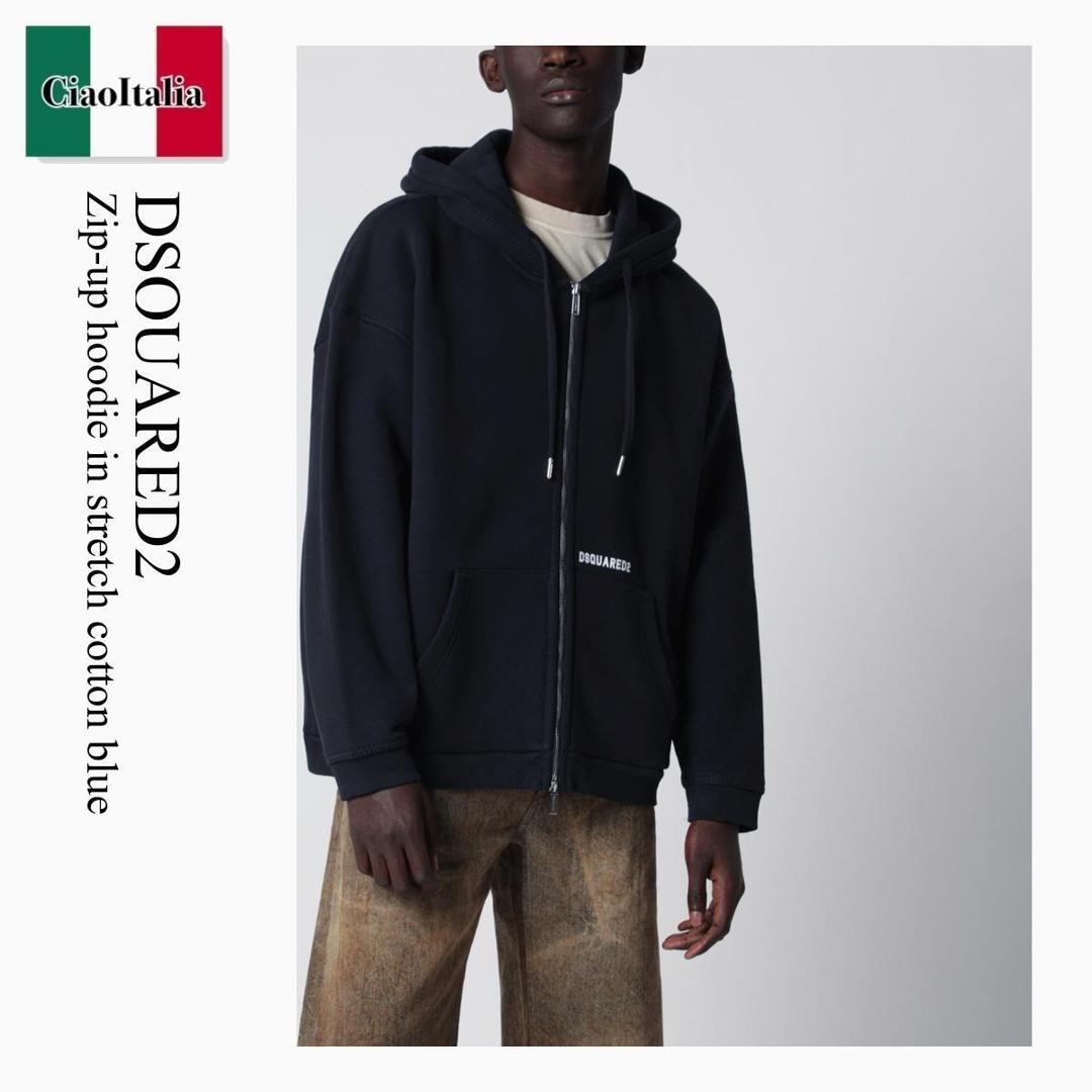 【分量制限事項・店卸し資産区分線・早め者勝利！】 ディースクエアード / Dsquared2 Zip-Up Hoodie In Stretch Cotton Blue / S74HG0185 D25027 / S74HG0185 D25027 478 / S74HG0185D25027478 / パーカー・フーディ メンズファッション-パーカー-トップス