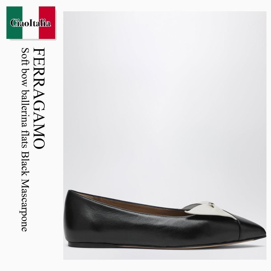 【物量制限事項・店卸し資産極限点・早め者制覇！】 フェラガモ / Ferragamo Soft Bow Ballerina Flats Black Mascarpone / 793388 / 793388 NM / 793388NM / バレーシューズ