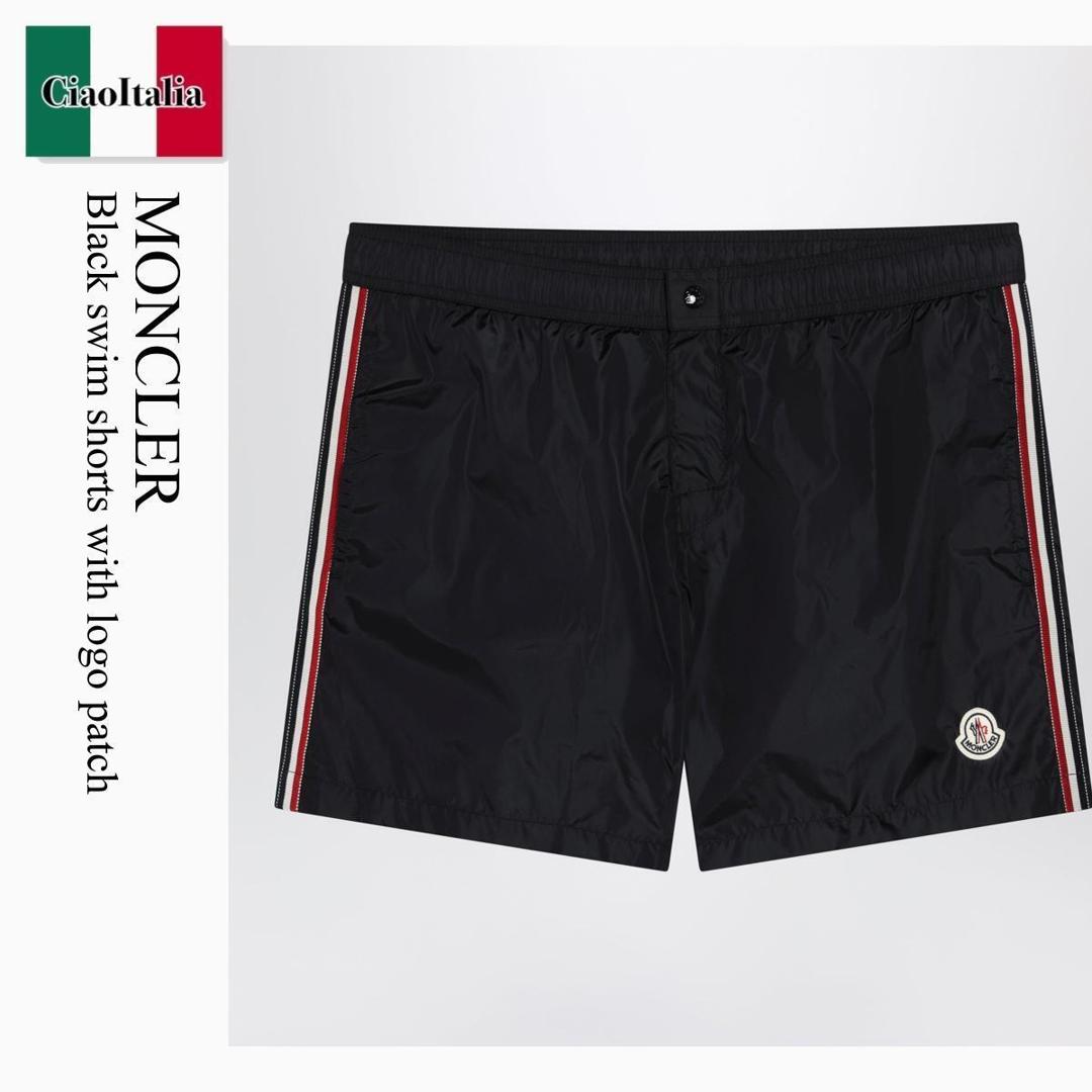 【分量制限事項・店卸し資産区分け・早め者白星！】 モンク線路 / Moncler Black Swim Shorts With Logo Patch / 2C000 999 / 2C000 14M53326 999 / 2C00014M53326999 / 水泳着