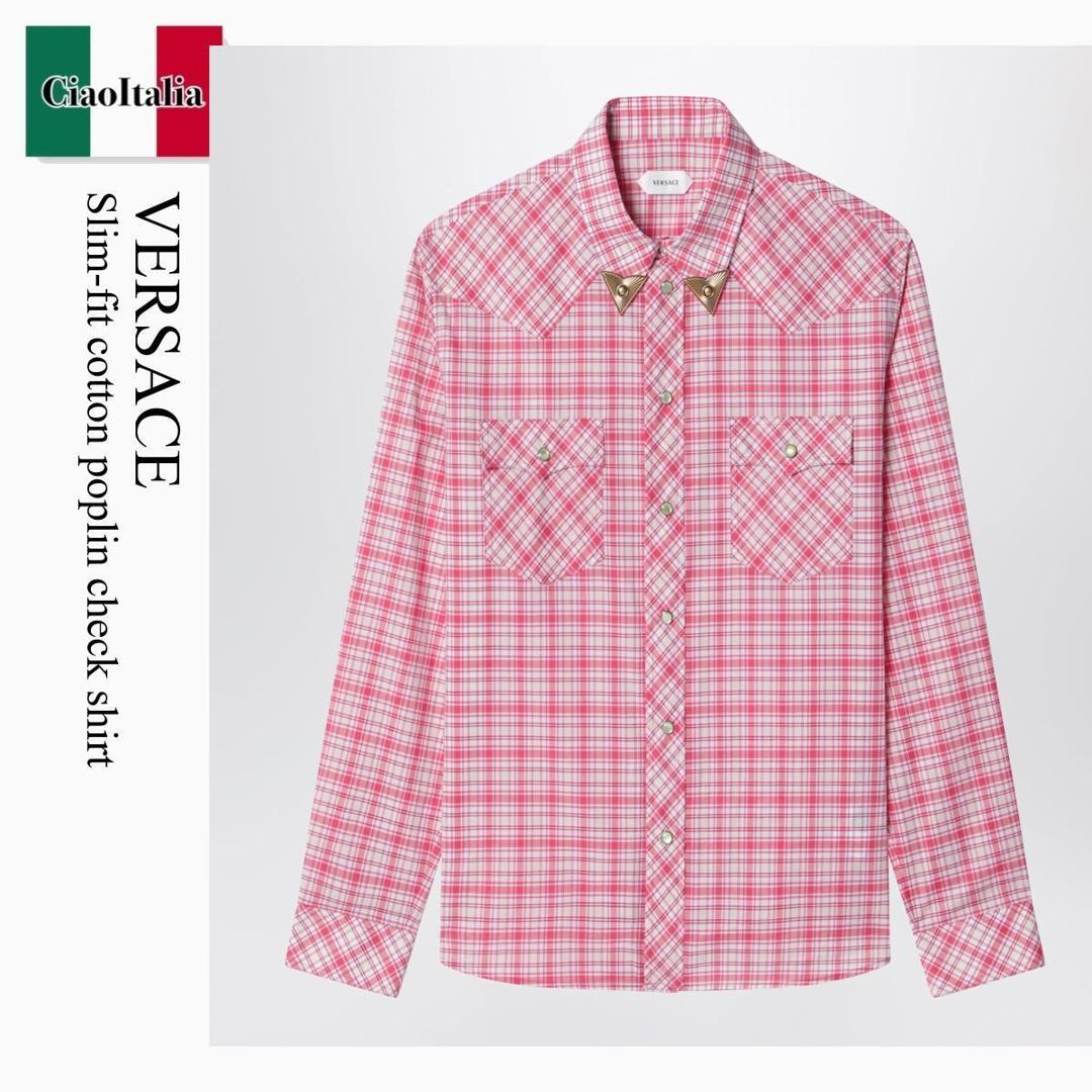 【分量制限事項・店卸し資産区分け・早め者白星！】 ヴェルサーチェ / Versace Slim-Fit Cotton Poplin Check Shirt / 1024954 / 1024954 6R680 / 10249546R680 / プルオーバー