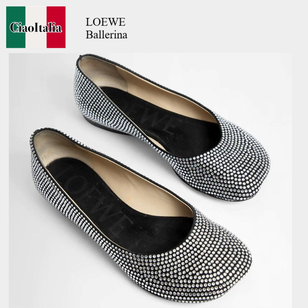 【分量制限事項・店卸し資産区分け・早め者白星！】 ロエベ / Loewe Ballerina Toy ラインストーンシューズ / L815466X43 / L815466X43 1100 / L815466X431100 / バレーシューズ
