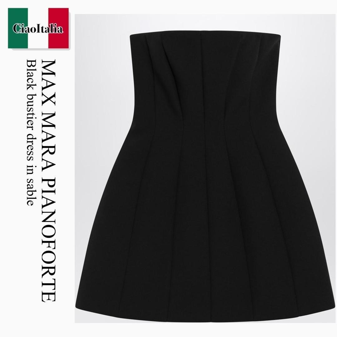 【物量制限事項・店卸し資産極限点・早め者制覇！】 マックスマーラ / Max Mara Pianoforte Black Bustier Dress In Sable / BETEL / BETEL 004 / BETEL004 / 衣裳