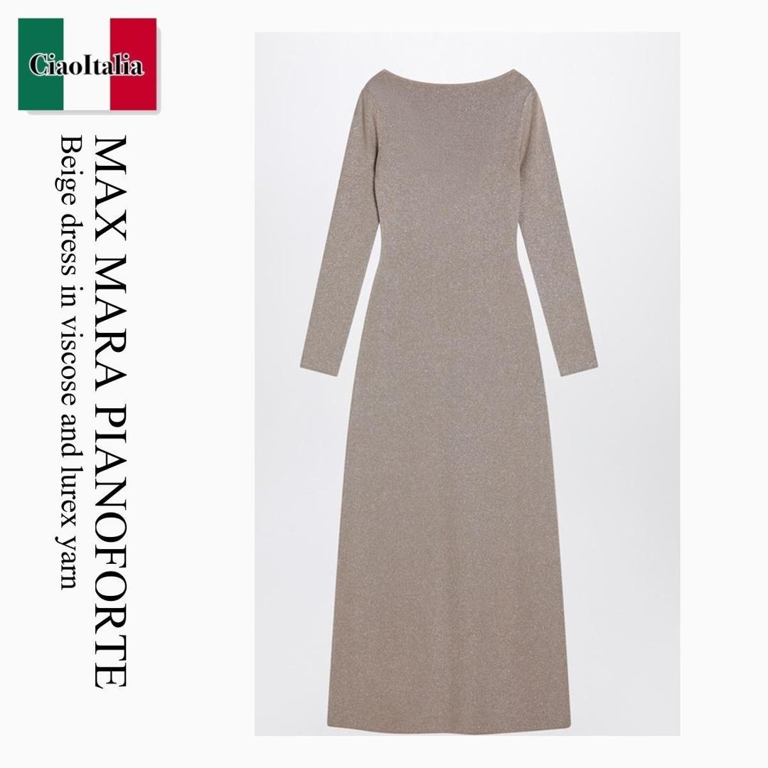 【分量制限事項・店卸し資産区分け・早め者白星！】 マックスマーラ / Max Mara Pianoforte Beige Dress In Viscose And Lurex Yarn / BRACCO / BRACCO 001 / BRACCO001 / 衣装