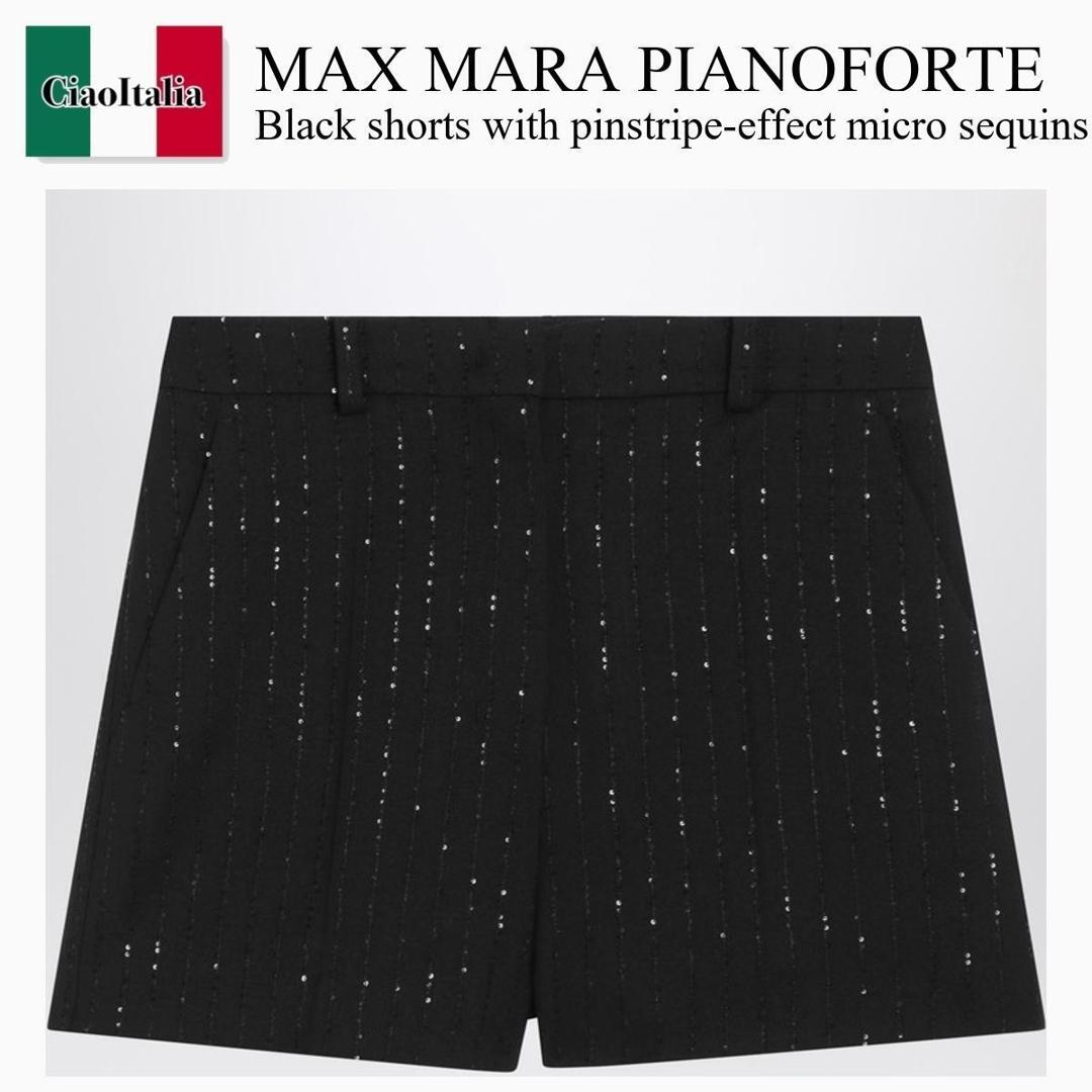 【量目押さえる・店卸し資産極限点・早め者制勝！】 マックスマーラ / Max Mara Pianoforte Black Shorts With Pinstripe-Effect Micro / SIBERIA / SIBERIA 001 / SIBERIA001 / 遊撃手ズボン下