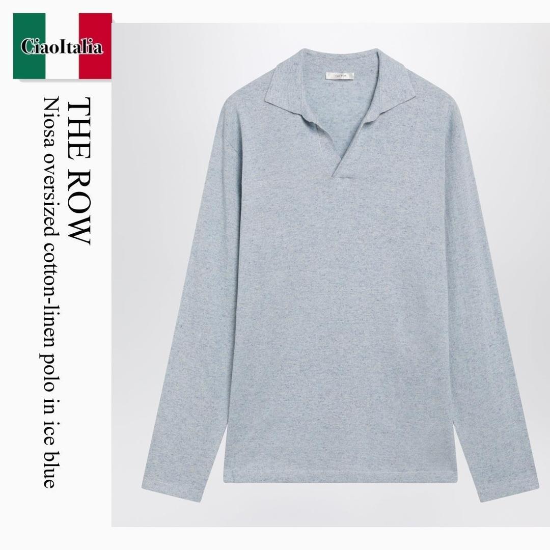 【物量制限事項・店卸し資産極限点・早め者制覇！】 ザ・ロウ / The Row Niosa Oversized Cotton-Linen Polo In Ice Blue / 10707Y971 / 10707Y971 IBU / 10707Y971IBU / トップス余分の物