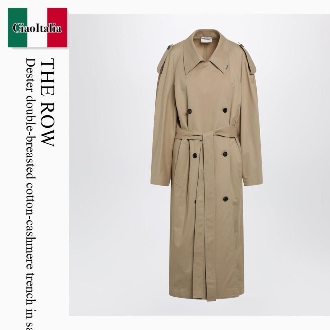 【分量制限事項・店卸し資産区分線・早め者勝利！】 ザ・ロウ / The Row Dester Double-Breasted Cotton-Cashmere Trench / 10769W5076 / 10769W5076 SAN / 10769W5076SAN / 厚地の外套 レディースファッション-コート・ジャケット