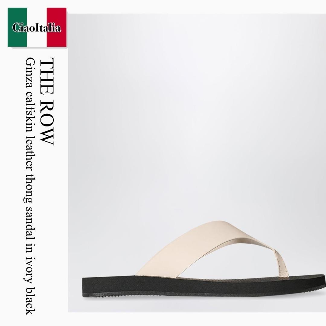 【数量限定・在庫限り・早い者勝ち！】 ザ・ロウ / The Row Ginza Calfskin Leather Thong Sandal In Ivory Black / F1839L825 / F1839L825 IVBL / F1839L825IVBL / サンダル・ミュール