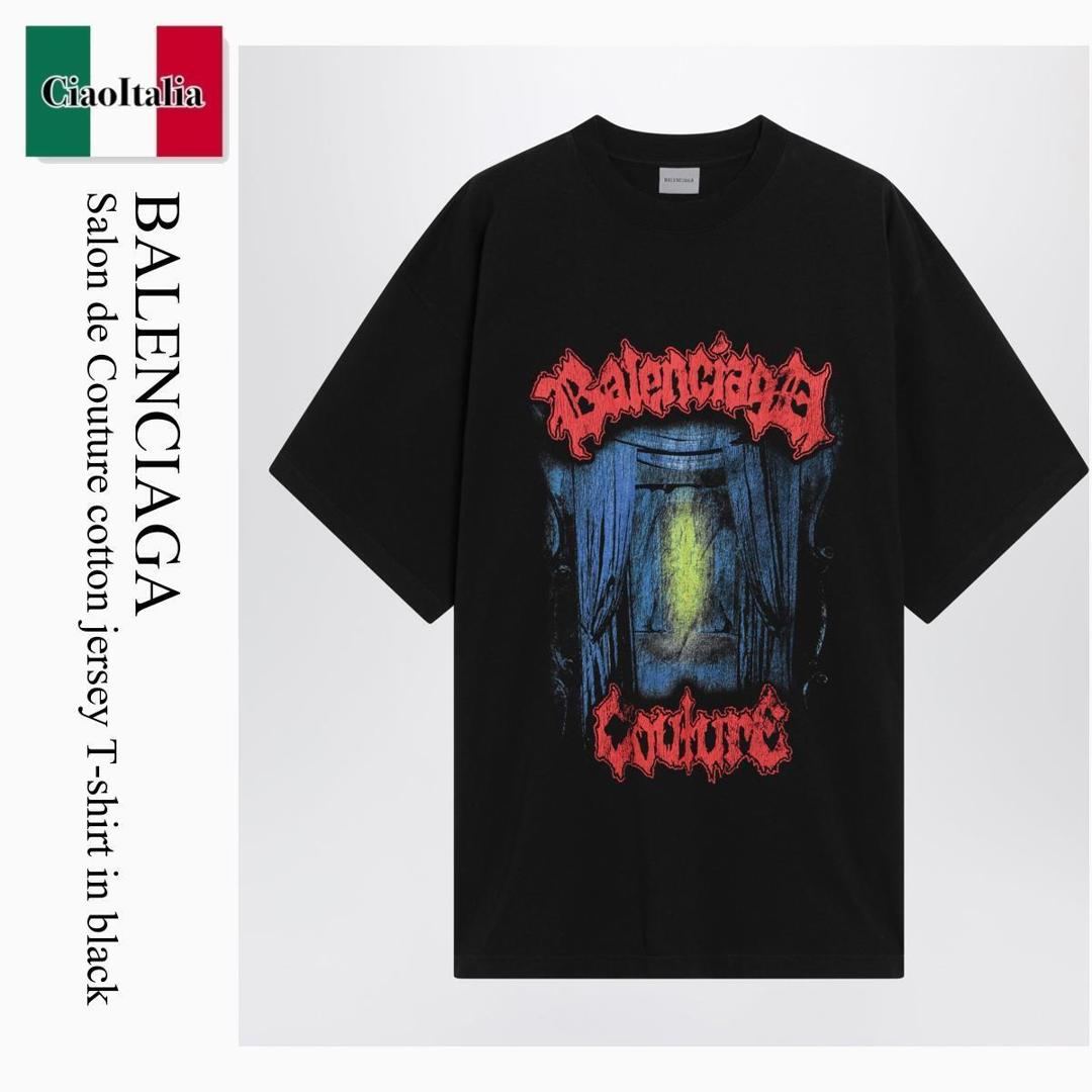 【数量限定・在庫限り・早い者勝ち！】 バレンシアガ / Balenciaga Salon De Couture Cotton Jersey T-Shirt In Black / 764235 TUVD5 / 764235 TUVD5 1000 / 764235TUVD51000 / Tシャツ・カットソー｜Ciao Italia